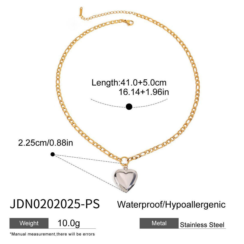 Simple Heart Stainless Steel Waterproof Mixed Color Pendant Necklaces Picture2