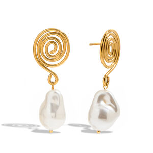 Vortex Shape Stainless Steel Waterproof Gold Color Drop Earrings h5
