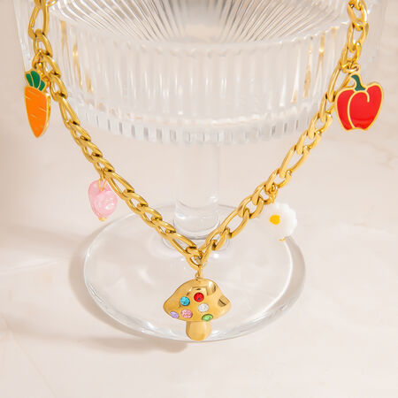 Cute Fruit Stainless Steel Waterproof Gold Color Pendant Necklaces 2