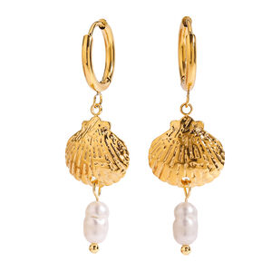1 Pair Simple Series Personality Turtle Stainless Steel Waterproof Gold Color Artificial Pearl Women's Drop Earrings h5 Picture5