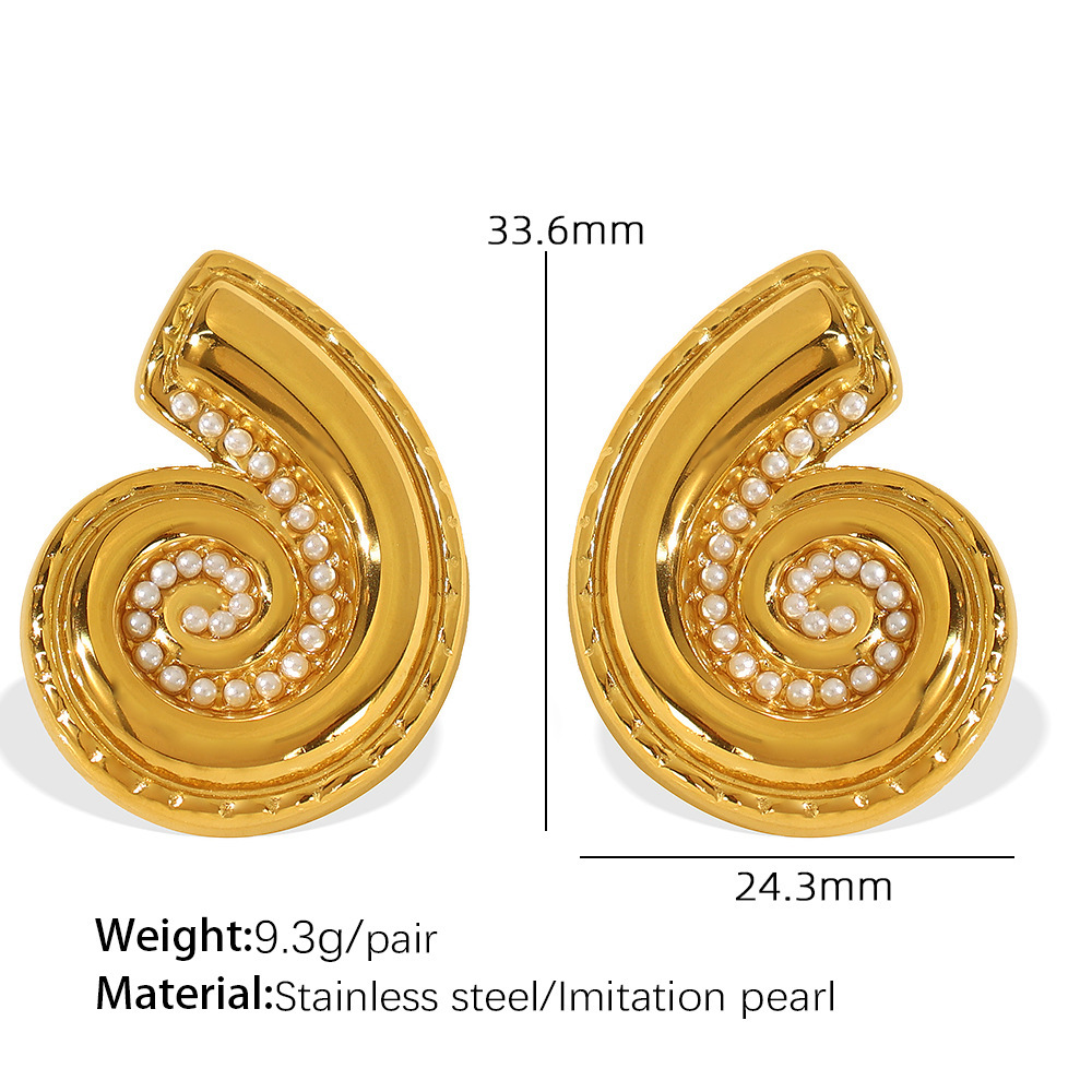 1 Par De Aretes De Botón De Acero Inoxidable Color Dorado Whelk h5Imagen2