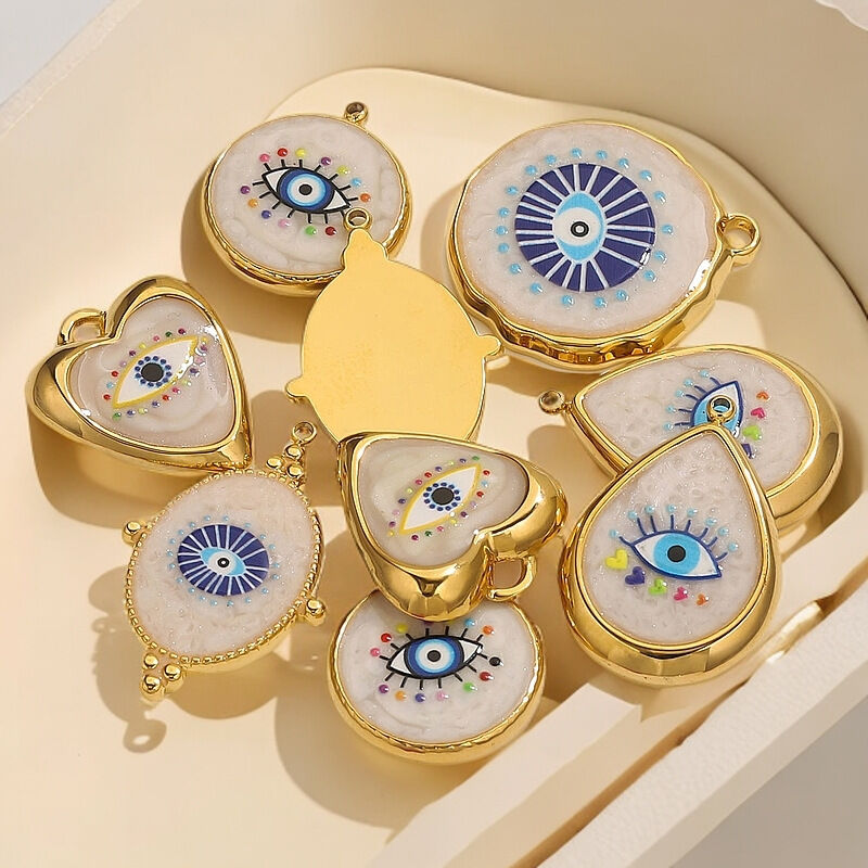 Colgantes de acero inoxidable resistentes al agua con diseño de ojo colorido retro para mujer