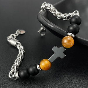 Schicke Perlen Edelstahl Herren Kettenarmbänder h5 Bild3