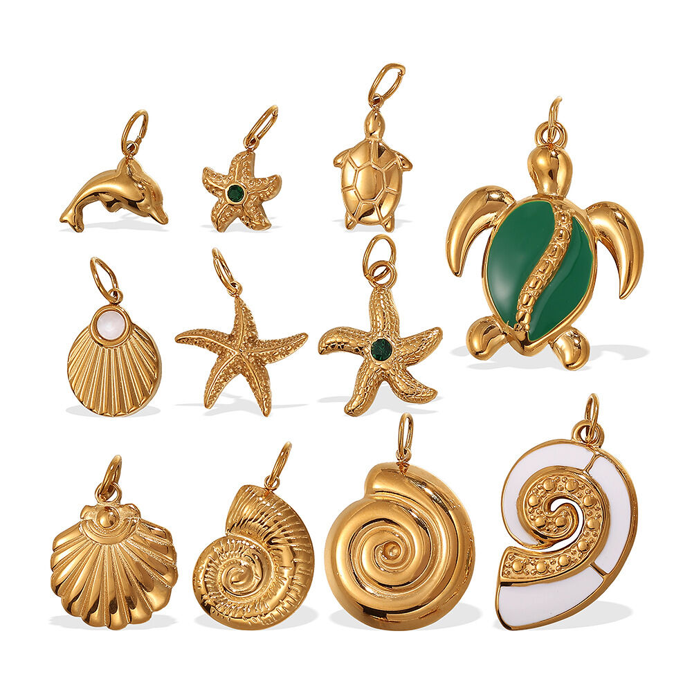 Lustrous Shell Titanium Steel Gold Color Women's Pendants Picture5