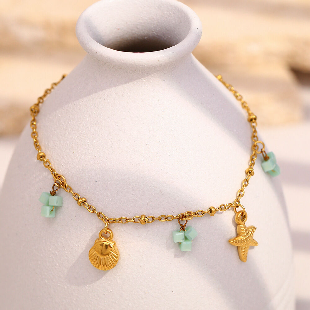 Cute Shell Stainless Steel Waterproof Gold Color Charm Bracelets 2