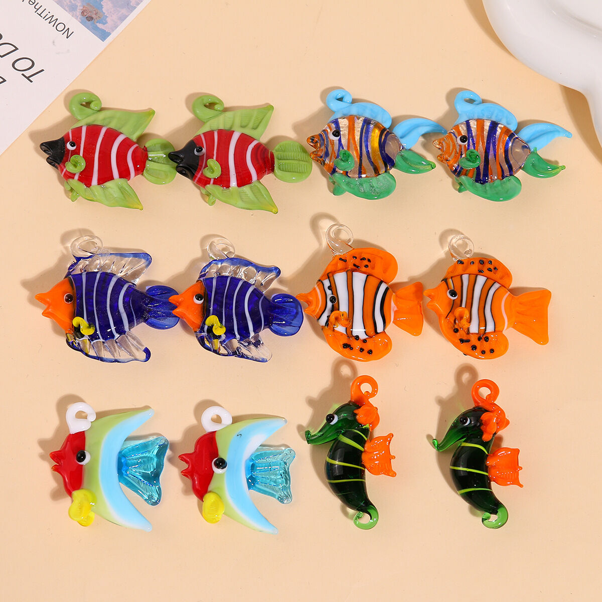 Oceanic Tropical Fish Glass DIY Women's Pendants