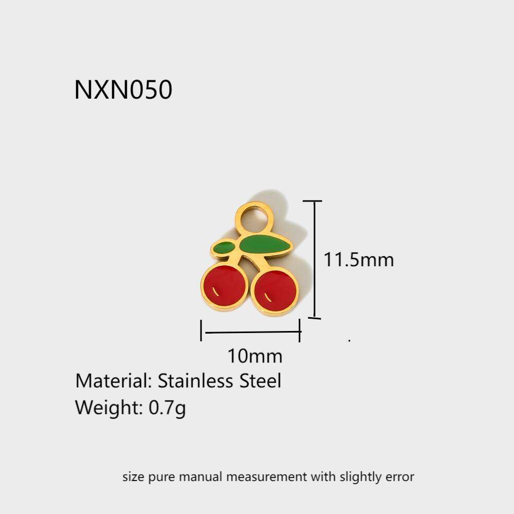 Cute Sweet Cherry DIY Gold Stainless Steel Waterproof Pendant h5 