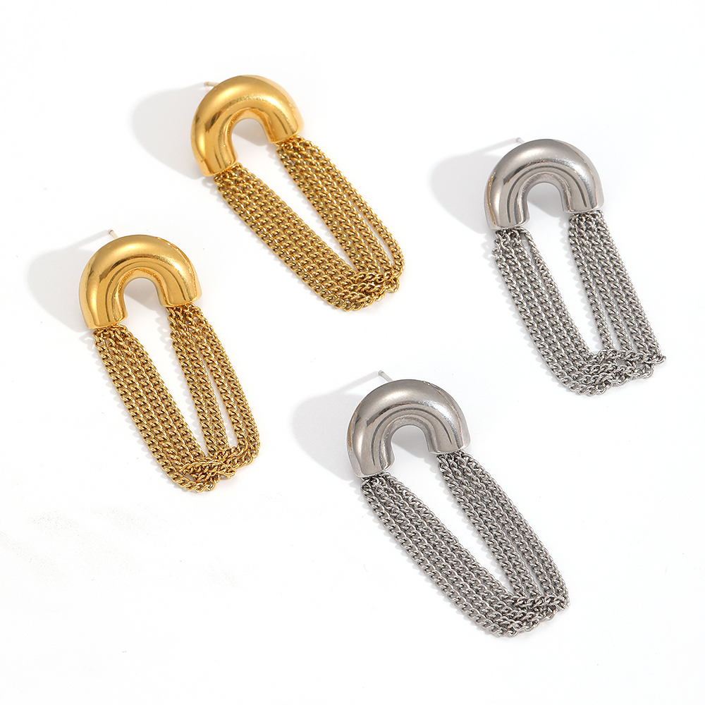 Quastenohrringe aus wasserdichtem Edelstahl in Goldfarbe h5 Bild3
