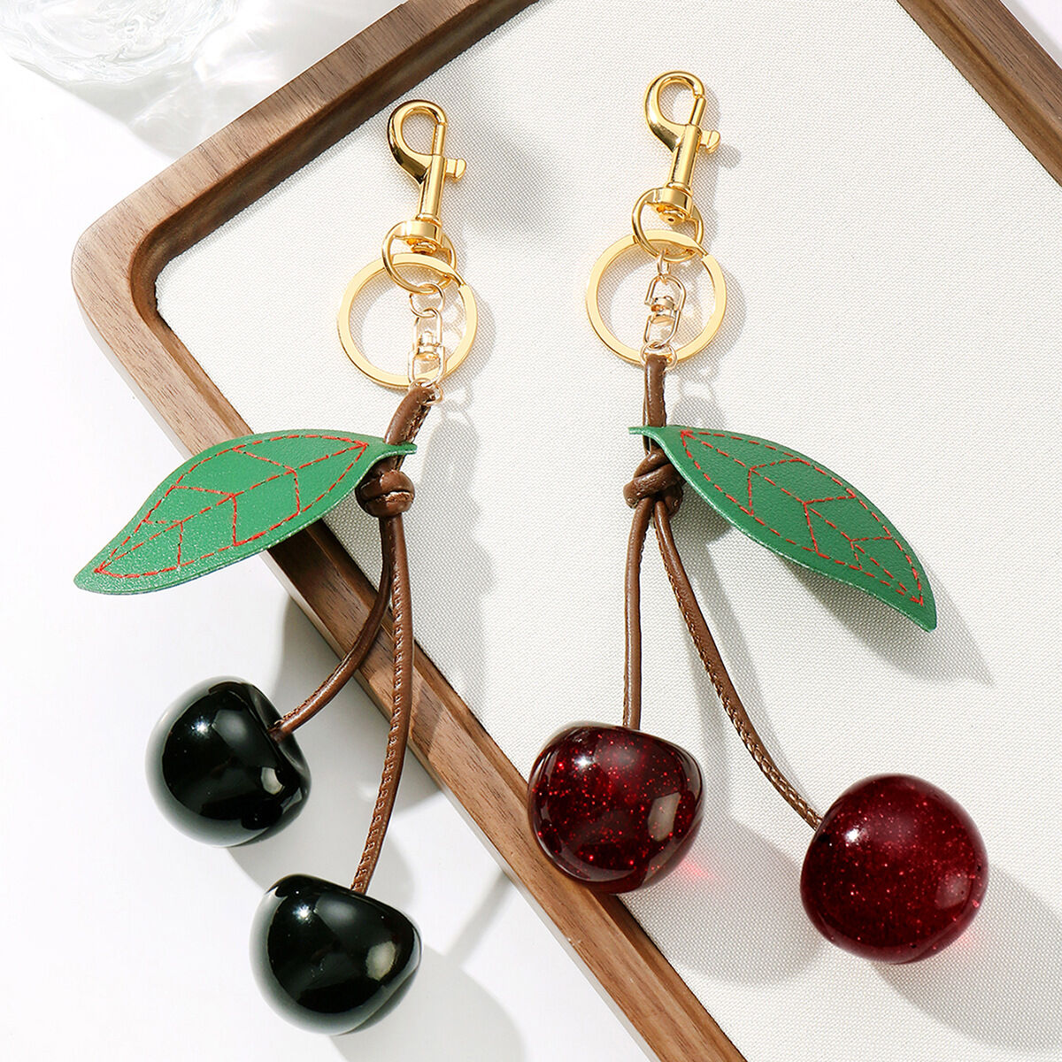 Leather Cherry Bag Charms