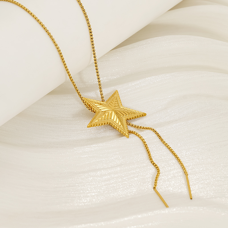 Star Stainless Steel Waterproof Gold Color Long Necklaces