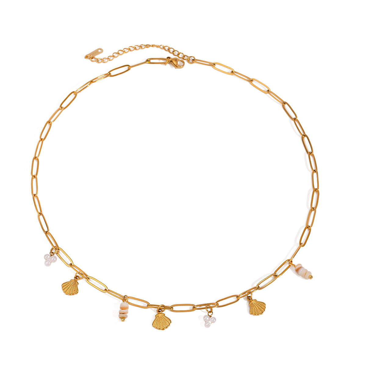 Collier pendentif coquillage fileté en acier inoxydable doré étanche (1 pièce) h5 Image5