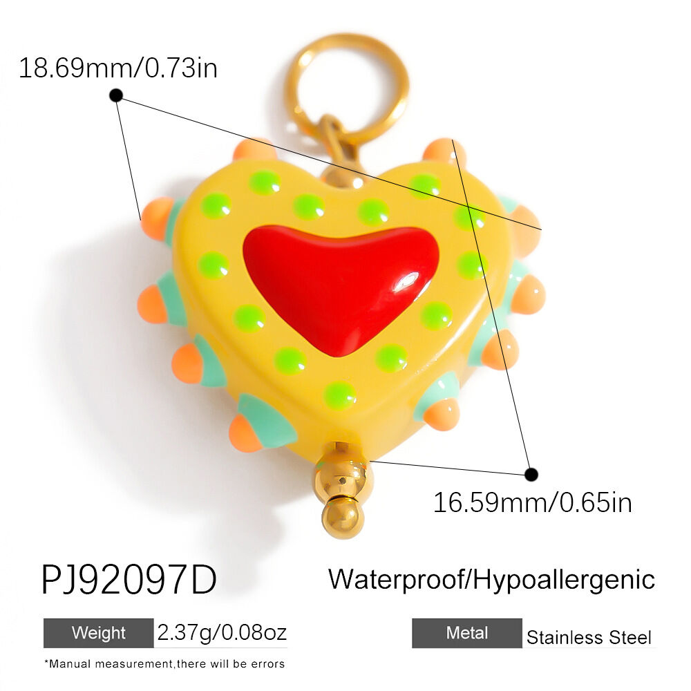 Colorful Heart Stainless Steel Waterproof DIY Pendant h5 Picture2