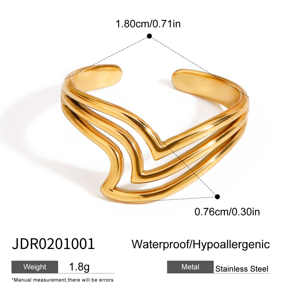 Stainless Steel Waterproof Gold Color Minimalist Rings h5Picture2