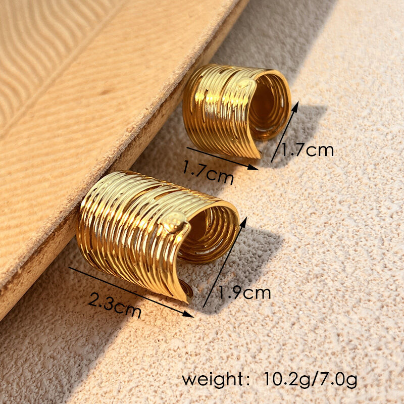 Strip Stainless Steel Waterproof Gold Color Adjustable Rings Picture4