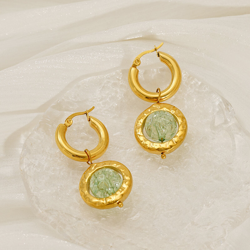 Stainless Steel Waterproof Gold Color Drop Earrings