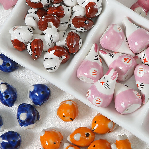 1 Piece Cute Rabbit Ceramics DIY Jewelry Bead 2