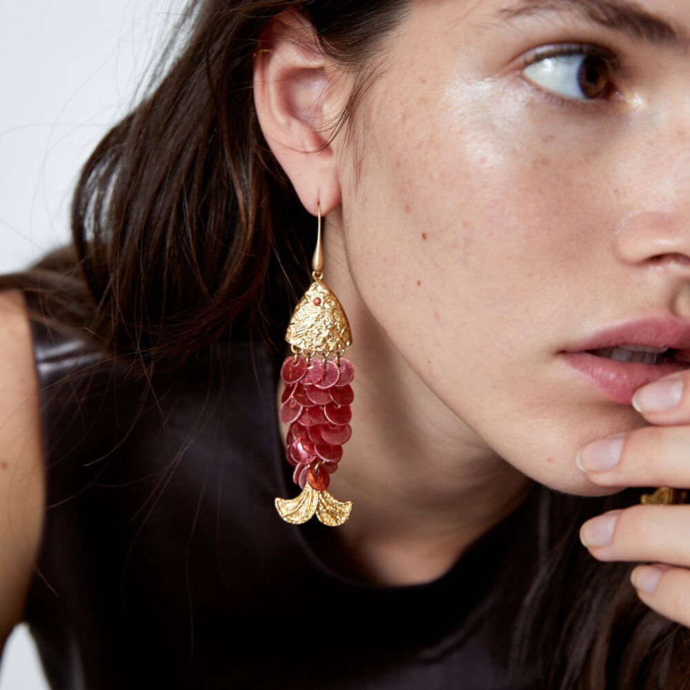 Luxurious Retro Alloy Fish Shell Party Earrings Picture2