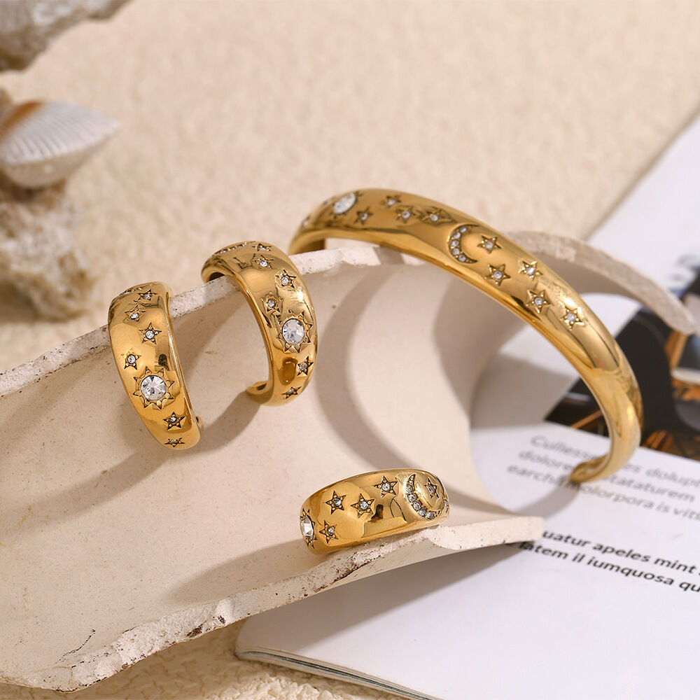 Simple Series Elegant Star Stainless Steel Waterproof Women's Adjustable Rings h5 Picture3