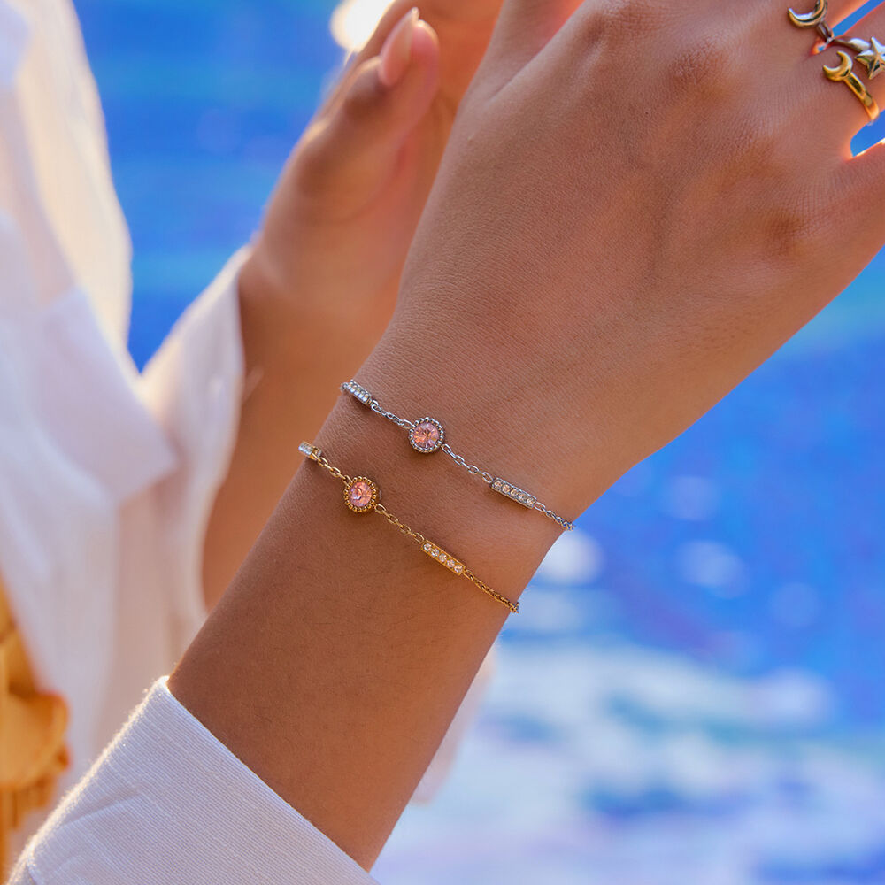 Simple Stainless Steel Waterproof Gold Color Charm Bracelets Picture2
