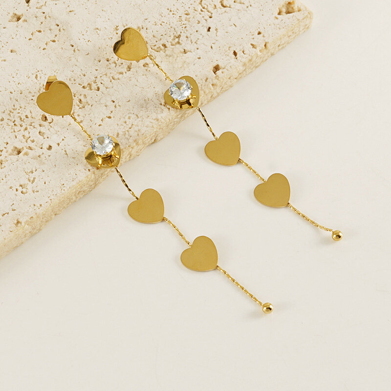 Tassel Stainless Steel Waterproof Gold Color Dangle Earrings