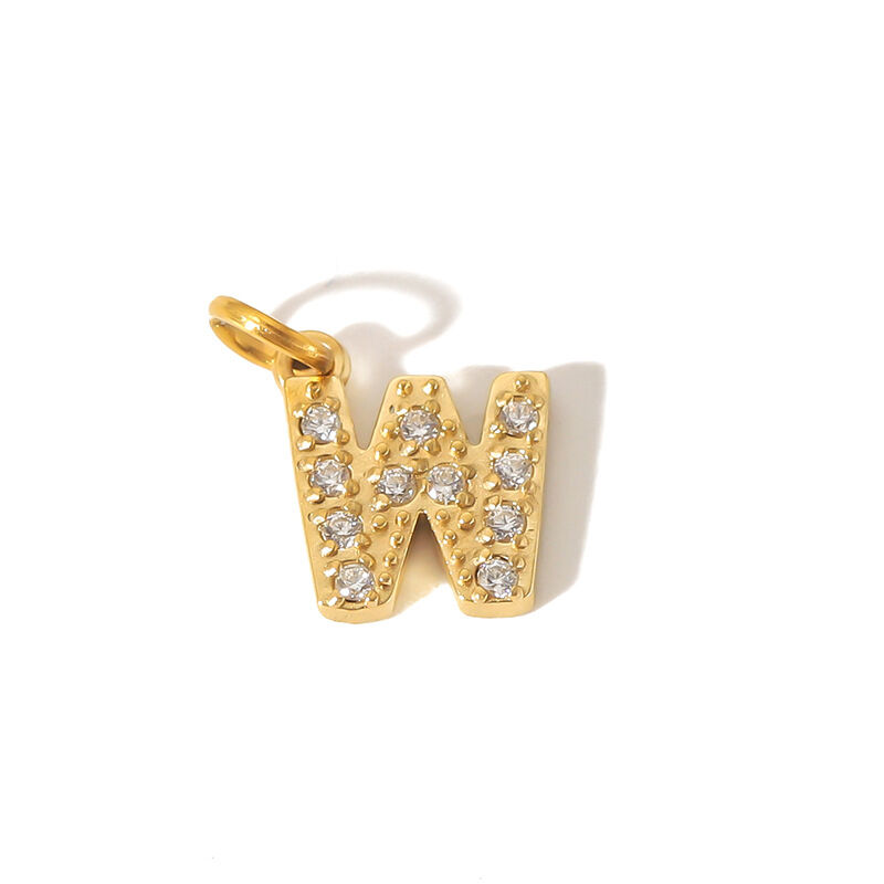 1 Pair Simple Series Daily Letter Stainless Steel Waterproof   Gold Color  Zircon Unisex Pendants 2