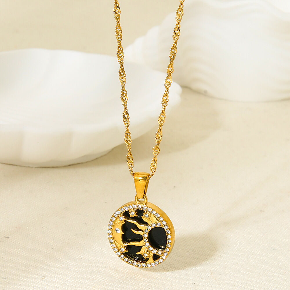 Luxurious Series Moon Stainless Steel Waterproof Gold Color Pendant Necklaces