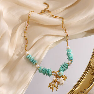 Elegantes collares de acero inoxidable con cuentas transparentes e impermeables para mujer h5 Imagen4