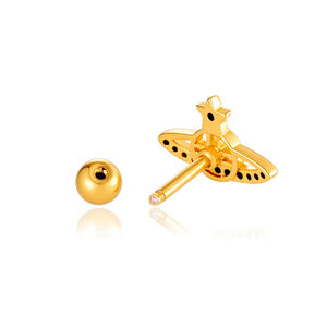 1 Adet Basit Seri Basit Kalp Bakır Altın Rengi Zirkonyum Kadın Piercing Küpe h5 Resim8