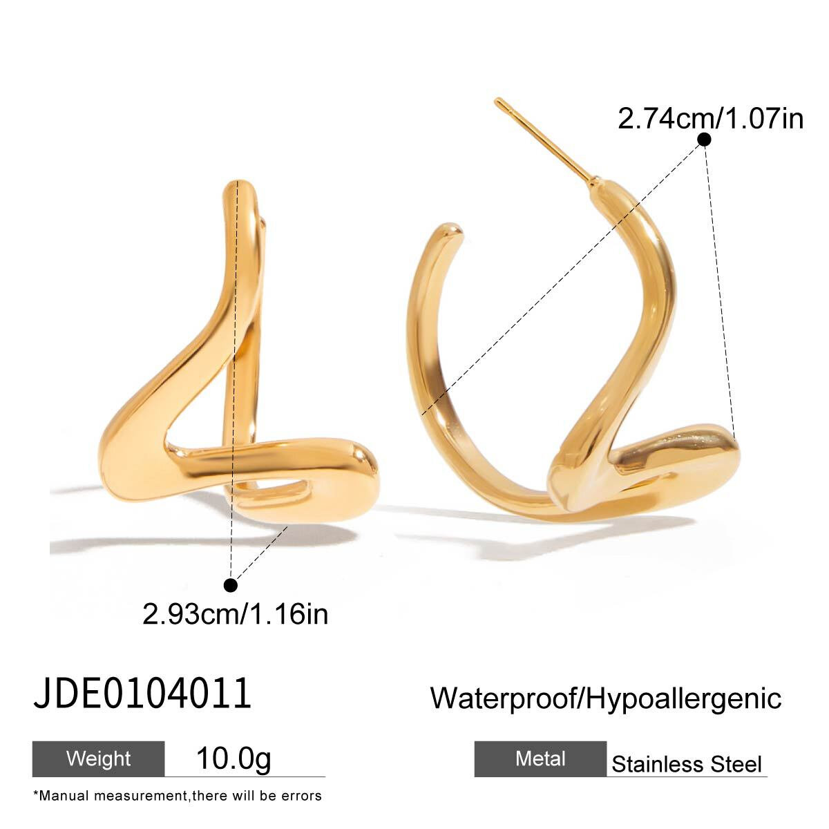 Simple Stainless Steel Waterproof Gold Color  Drop Earrings Picture2