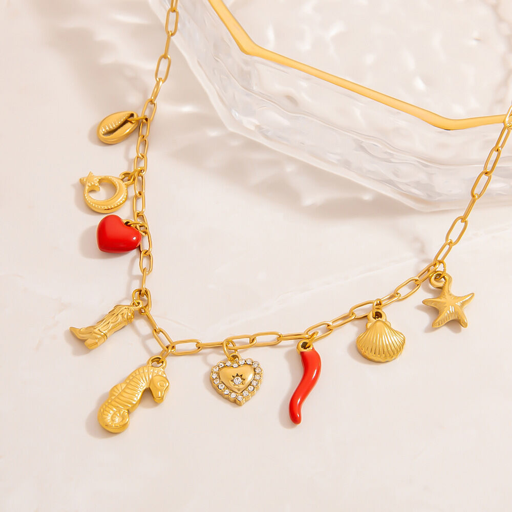 Collane con ciondolo color oro impermeabile in acciaio inossidabile oceanico h5 Immagine4