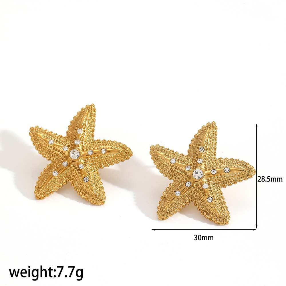 orecchini a bottone in acciaio inossidabile color oro stile h5