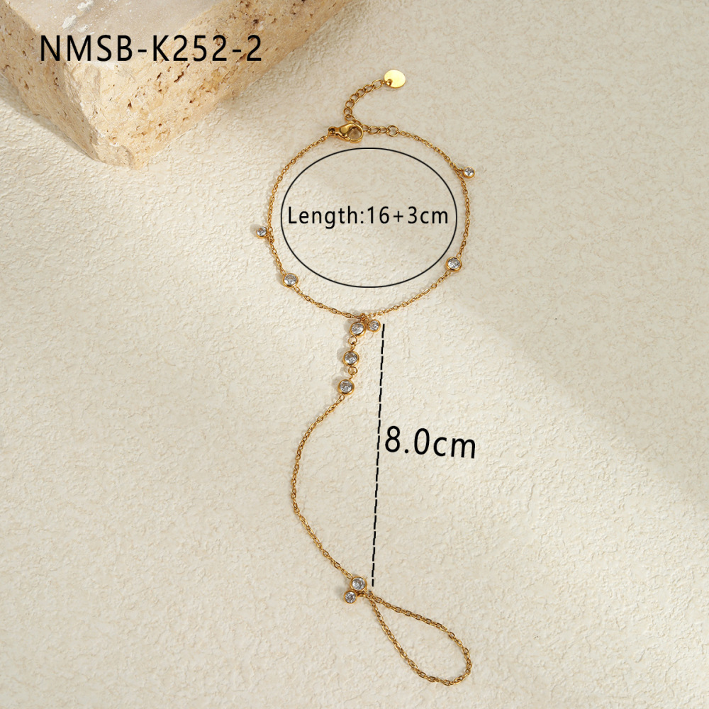 1 Pair Simple Series Elegant Chain Stainless Steel Waterproof Gold Color Women's Chain Bracelets h5Picture2