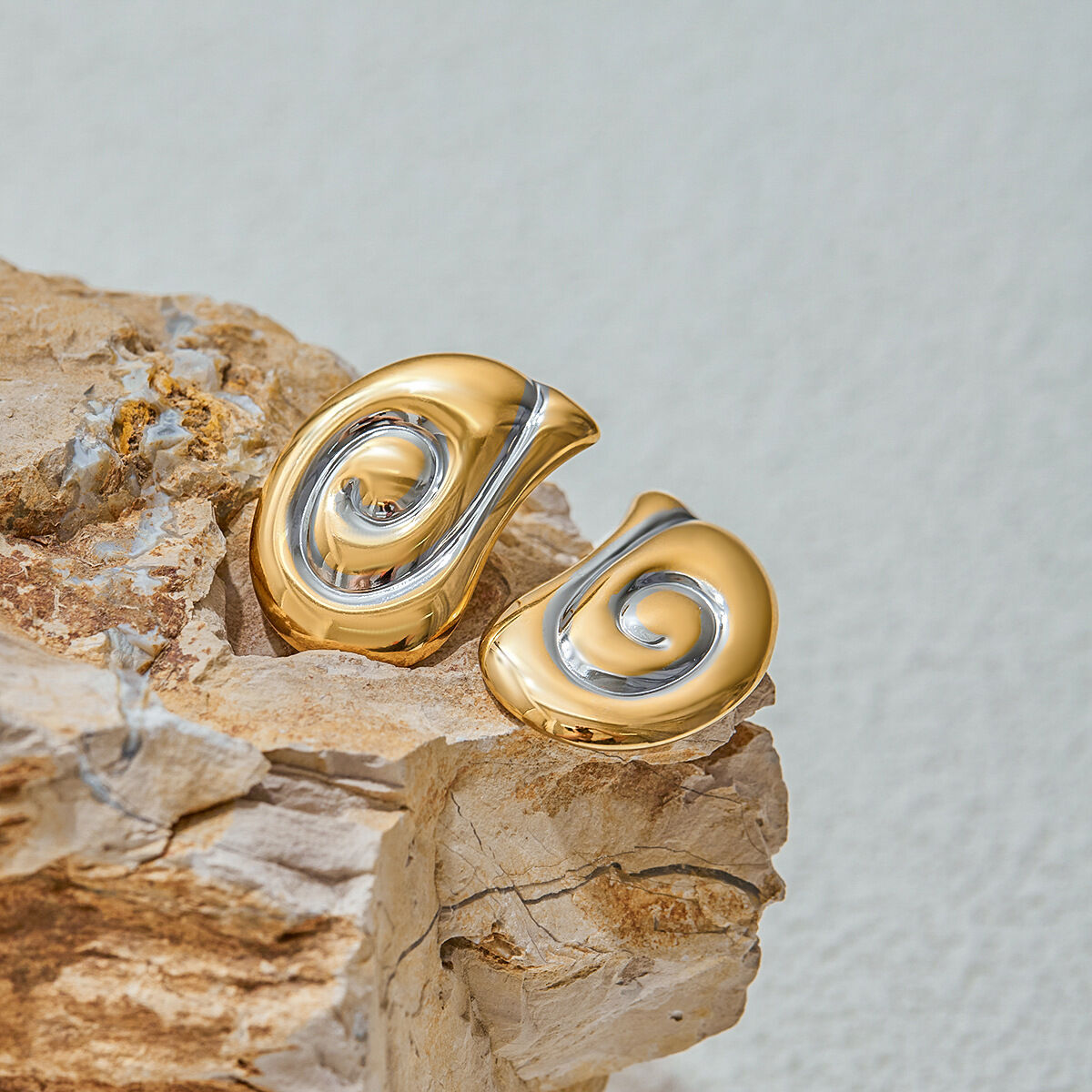 Spiral Stainless Steel Waterproof MIxed Color Stud Earrings