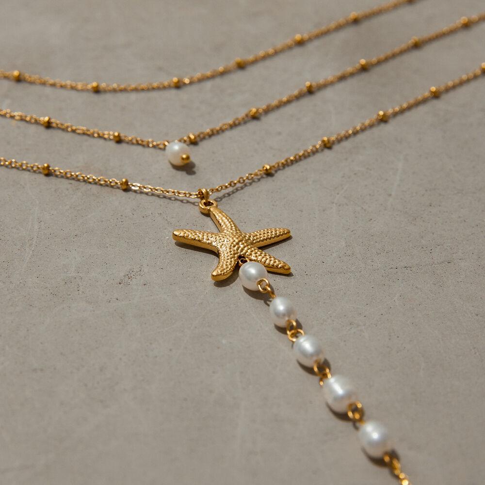 style starfish stainless steel gold color layered necklace Picture5