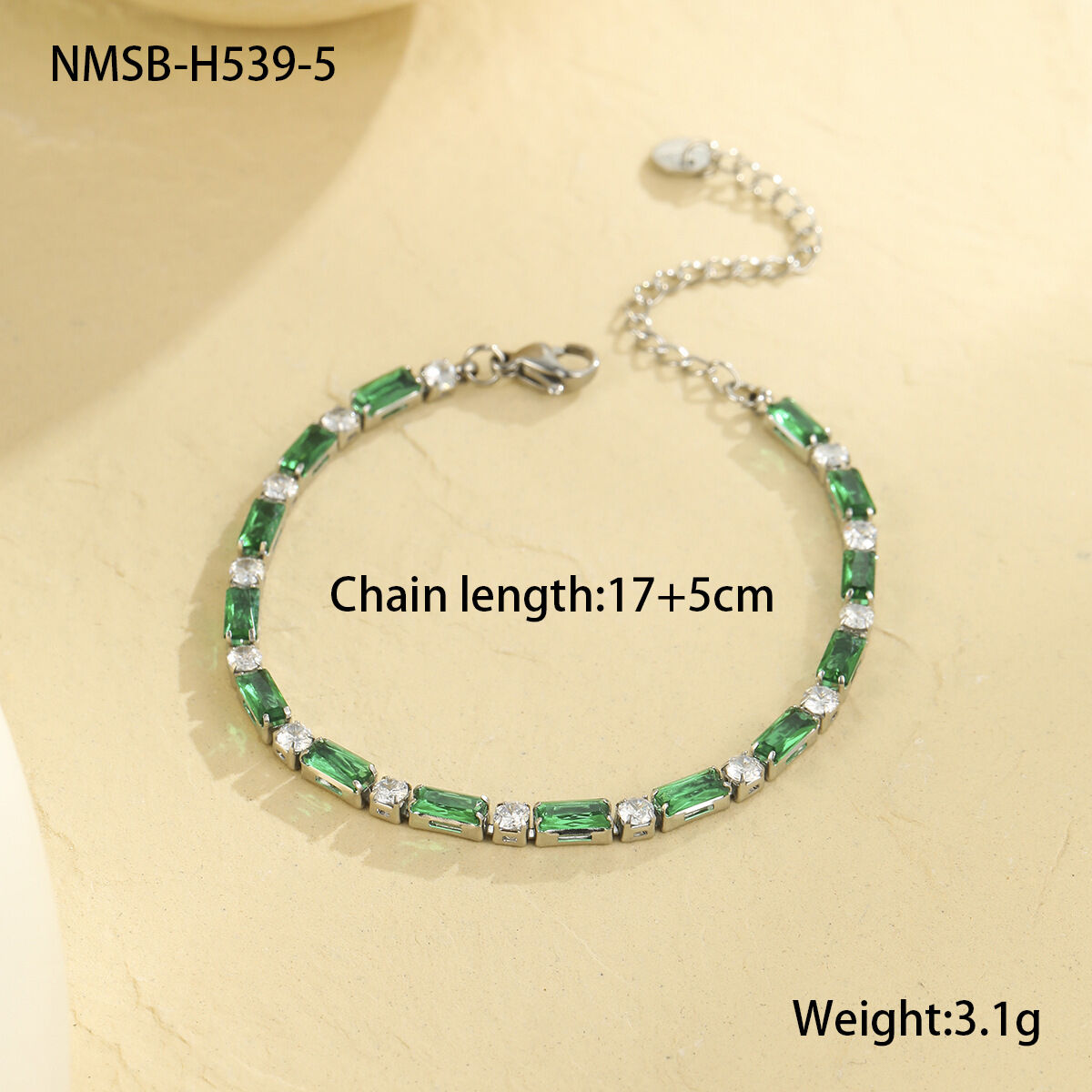 NMSB-H539-5 Grünes Zirkonarmband Bild5