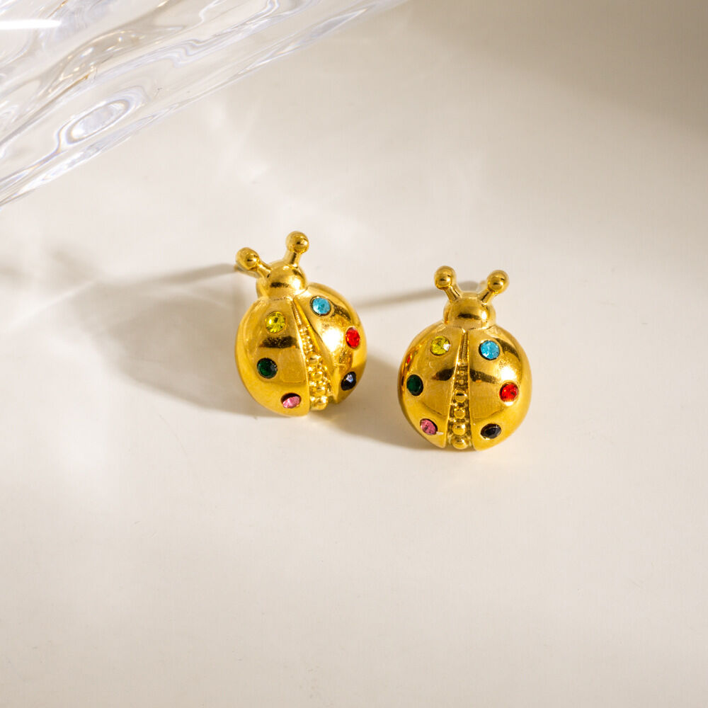 Cute Stylish Stainless Steel Waterproof Ladybug Women's Earrings h5 Picture4