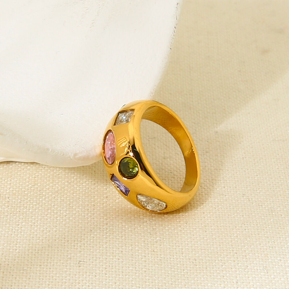 Luxe serie retro geometrische waterdichte statement ringen van roestvrij staal h5Afbeelding3