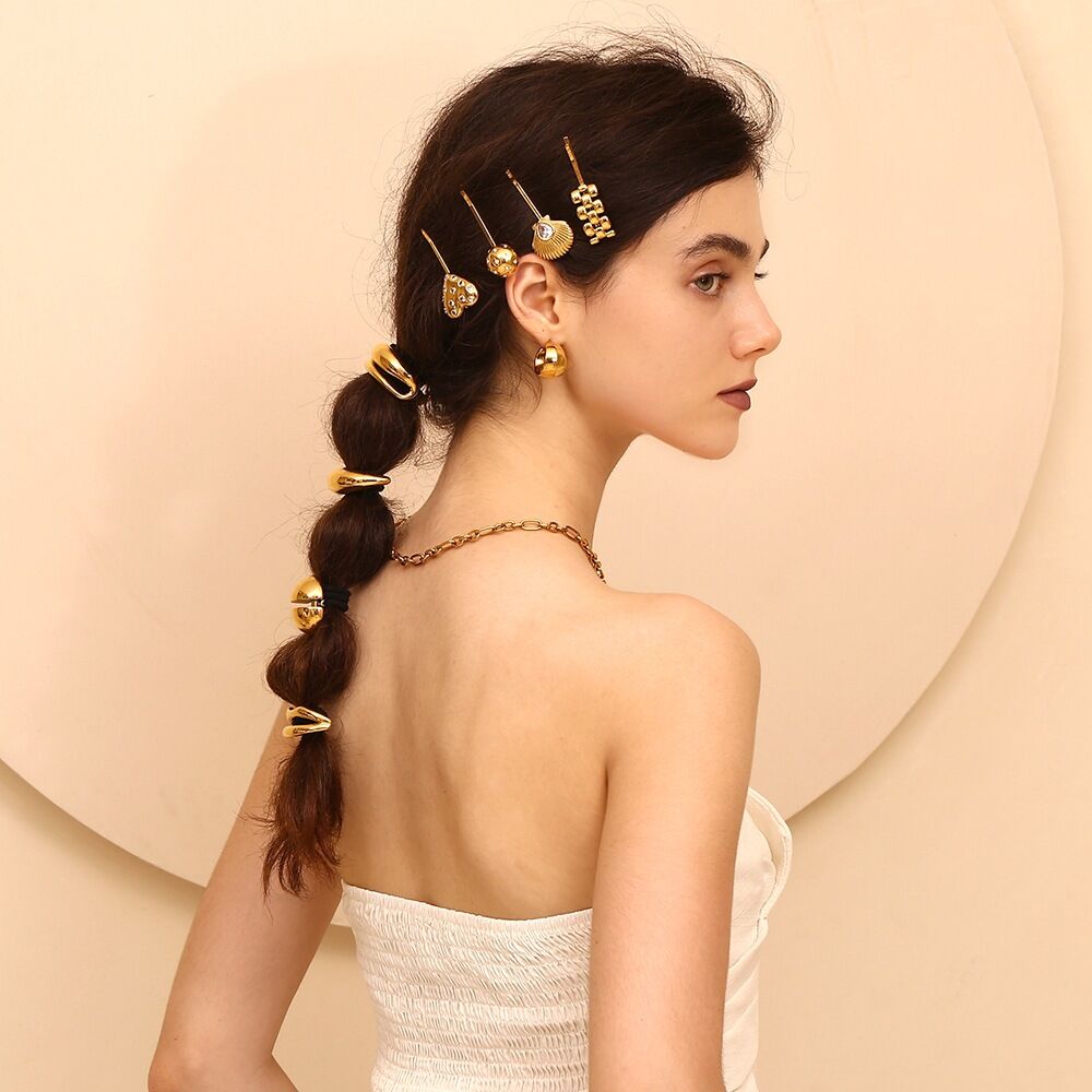 1 Piece Unique And Creative - Shaped Gold - Colored Stainless Steel Hair Clips 2
