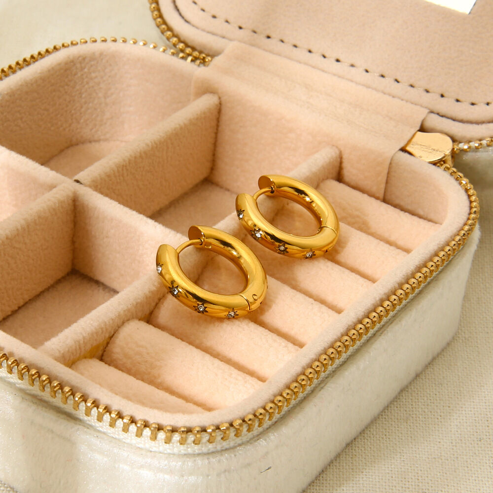 Simple Series Daily Geometric Stainless Steel Waterproof Gold Color Earrings Picture3