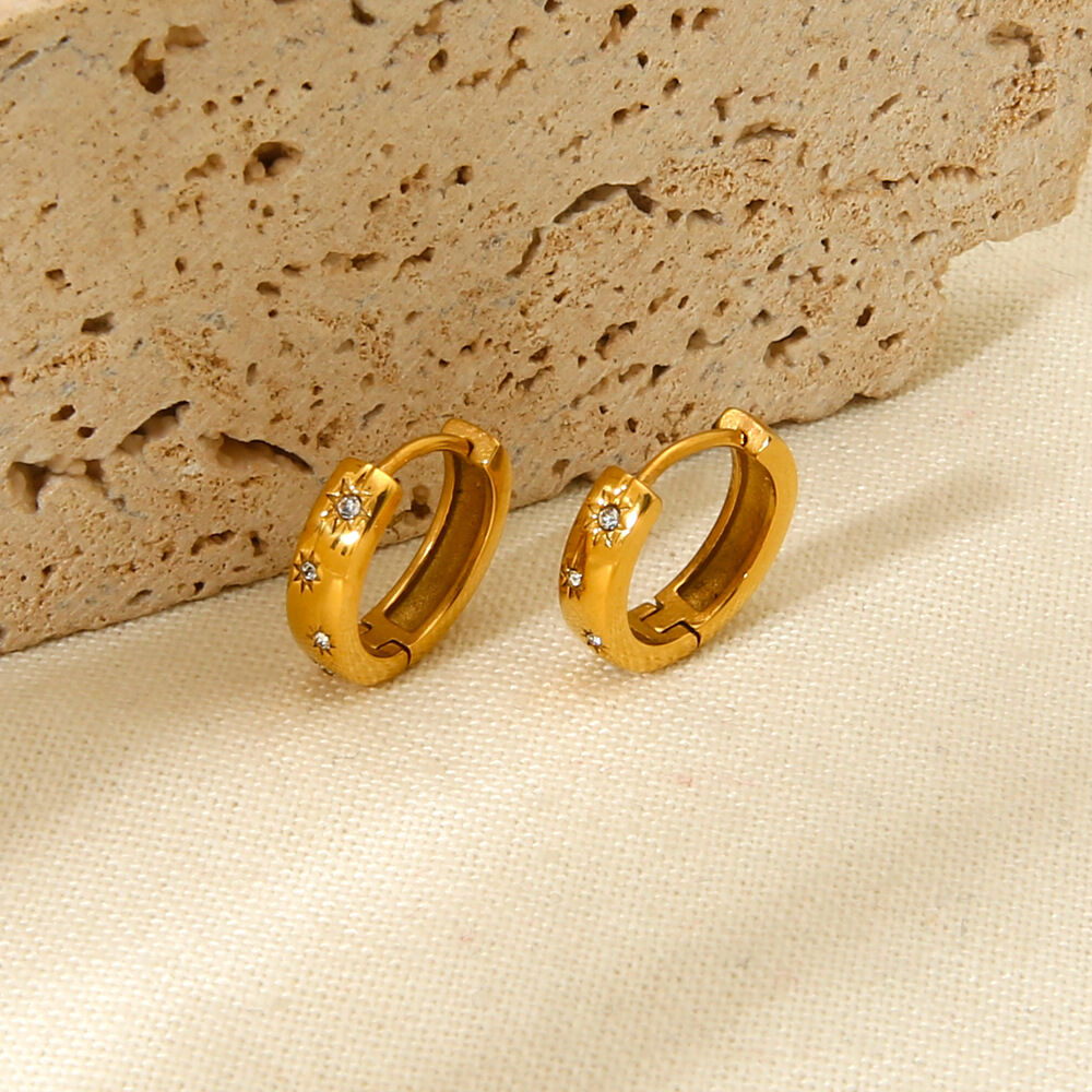 Simple Series Daily Geometric Stainless Steel Waterproof Gold Color Earrings Picture2