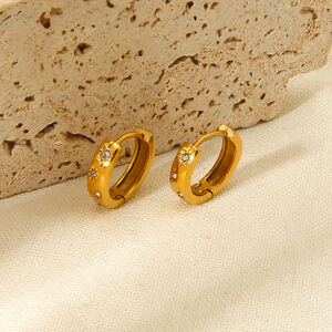 Simple Series Daily Geometric Stainless Steel Waterproof Gold Color Earrings h5 Picture2