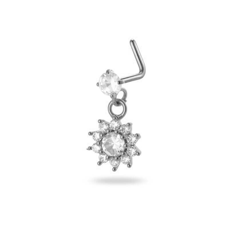 1 Piece Simple Series Simple Cross Copper Gold Color Zircon Women's Nose Stud