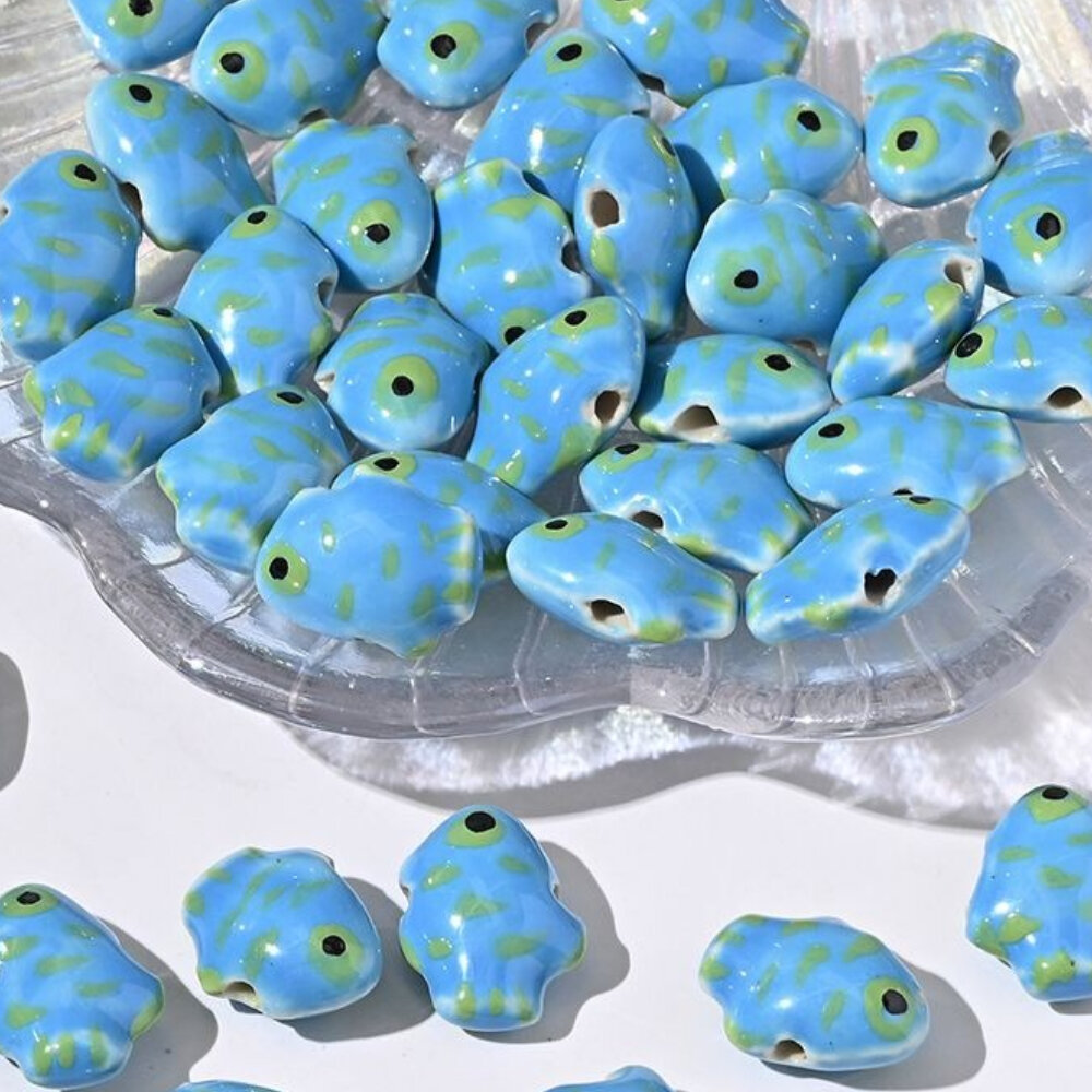 1 Piece Blue Series Ceramics DIY Jewelry Bead Picture3