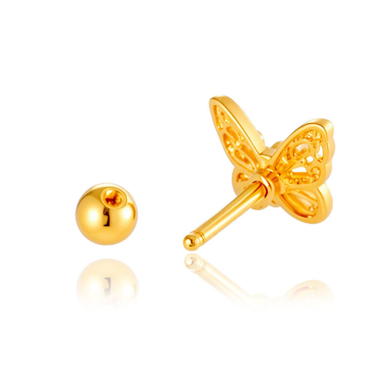 1 stuk Simple Series Simple Heart Koper Goudkleurige Zirkonia Piercing Oorbellen voor Dames h5Afbeelding8