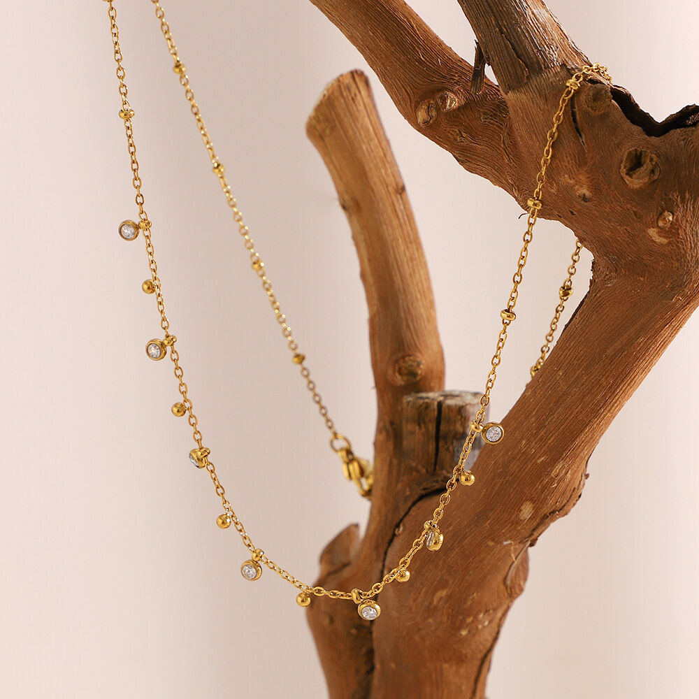 Elegant Solid Color Stainless Steel Waterproof Women's Chain Necklaces 2