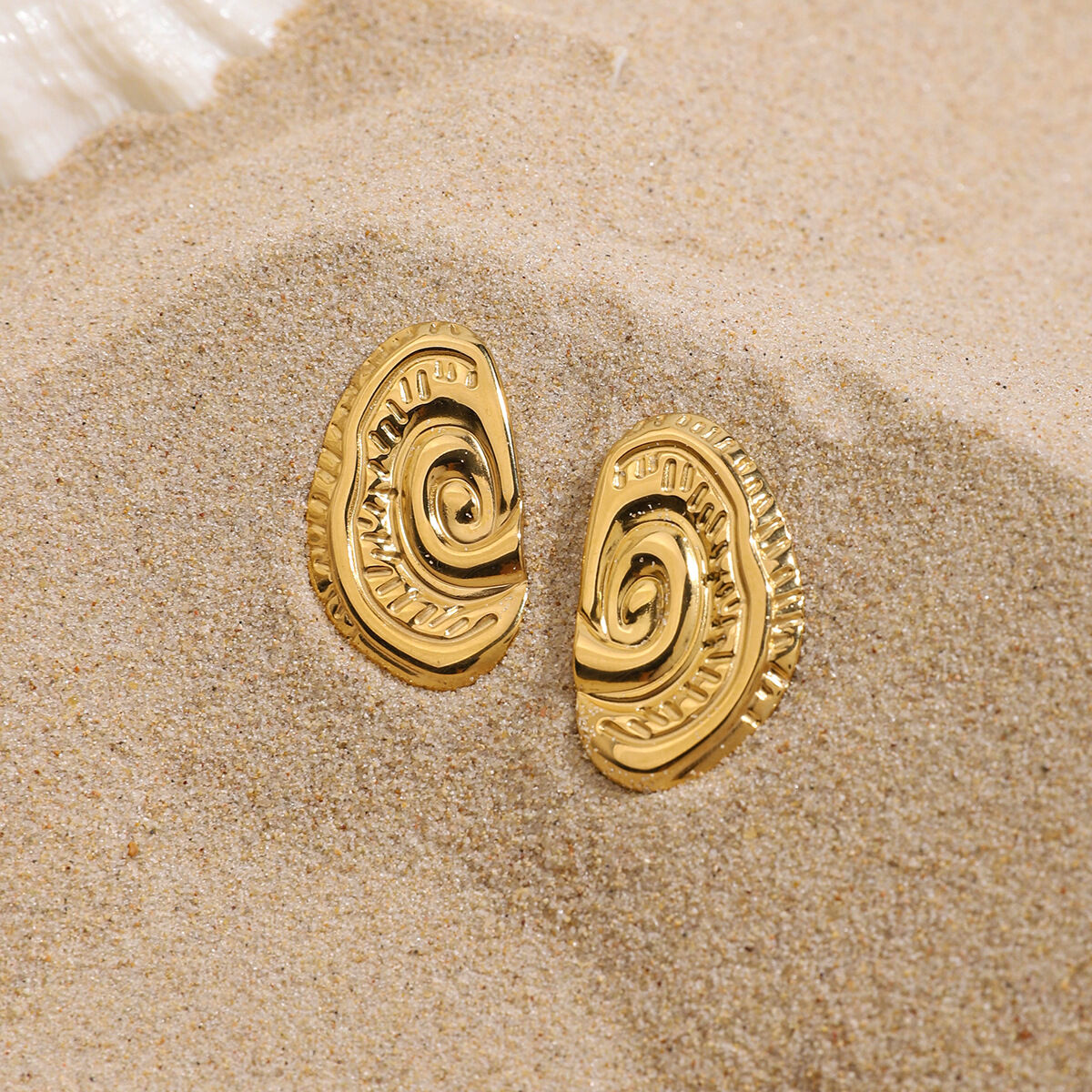 Stainless Steel Waterproof  Gold Color Stud Earrings