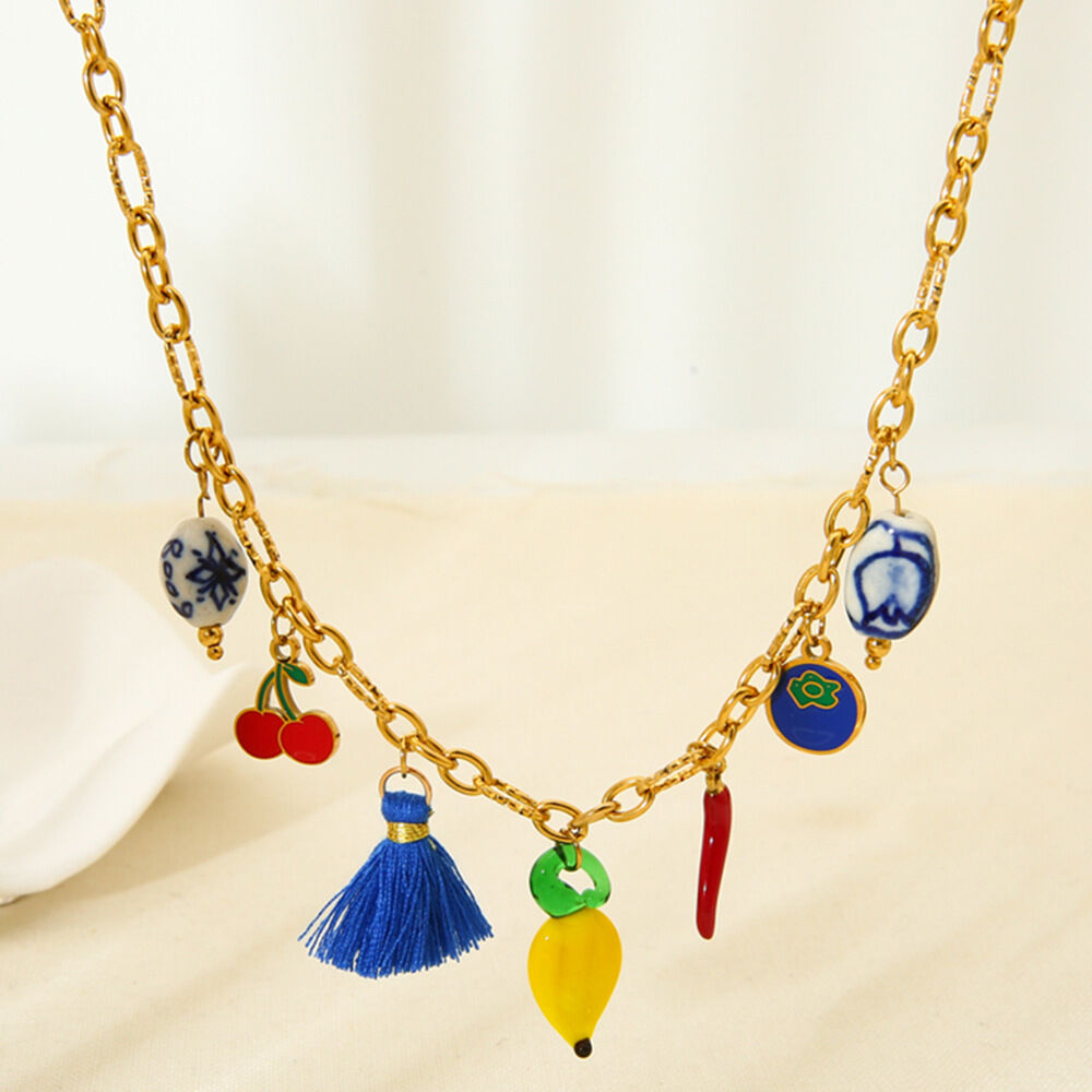 Sweet Fruit Series DIY Stainless Steel Waterproof Pendant Necklaces
