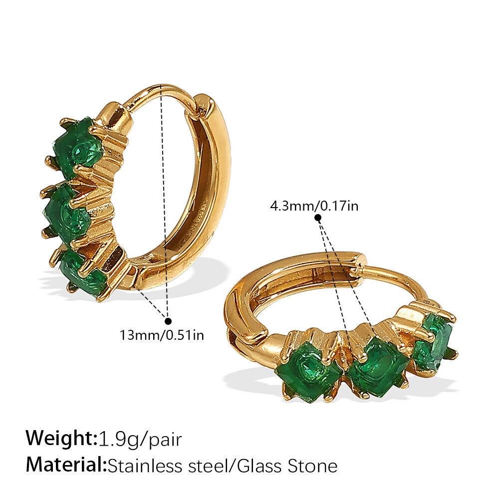 Eh1077Gng Green Stone Gold Small Earrings Picture8