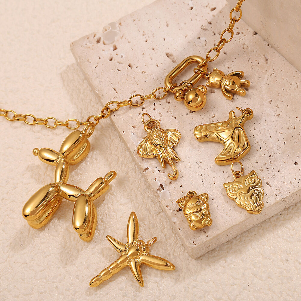 Cute Bear Stainless Steel Waterproof  Gold Color Pendants h5 Picture3