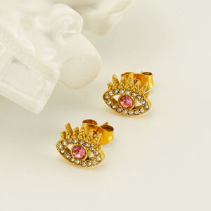 Devil's Eye Stainless Steel Waterproof Gold Color Piercings Earrings h5 Picture3